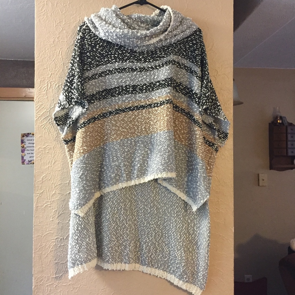 Super Soft, Fuzzy, Multi Colored Poncho Sweater! - image 1